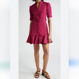 Veronica Beard Molly Short-Sleeve Button-Front Mini Dress Sz 2
